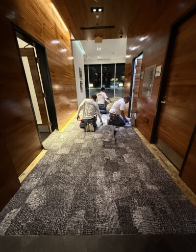 Velasquez Carpet commercial office hallway flooring installation